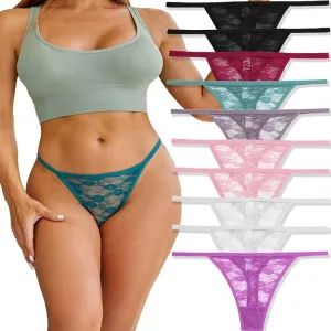10 G-String Thongs for Women - Sexy Lace Low Rise Underwear