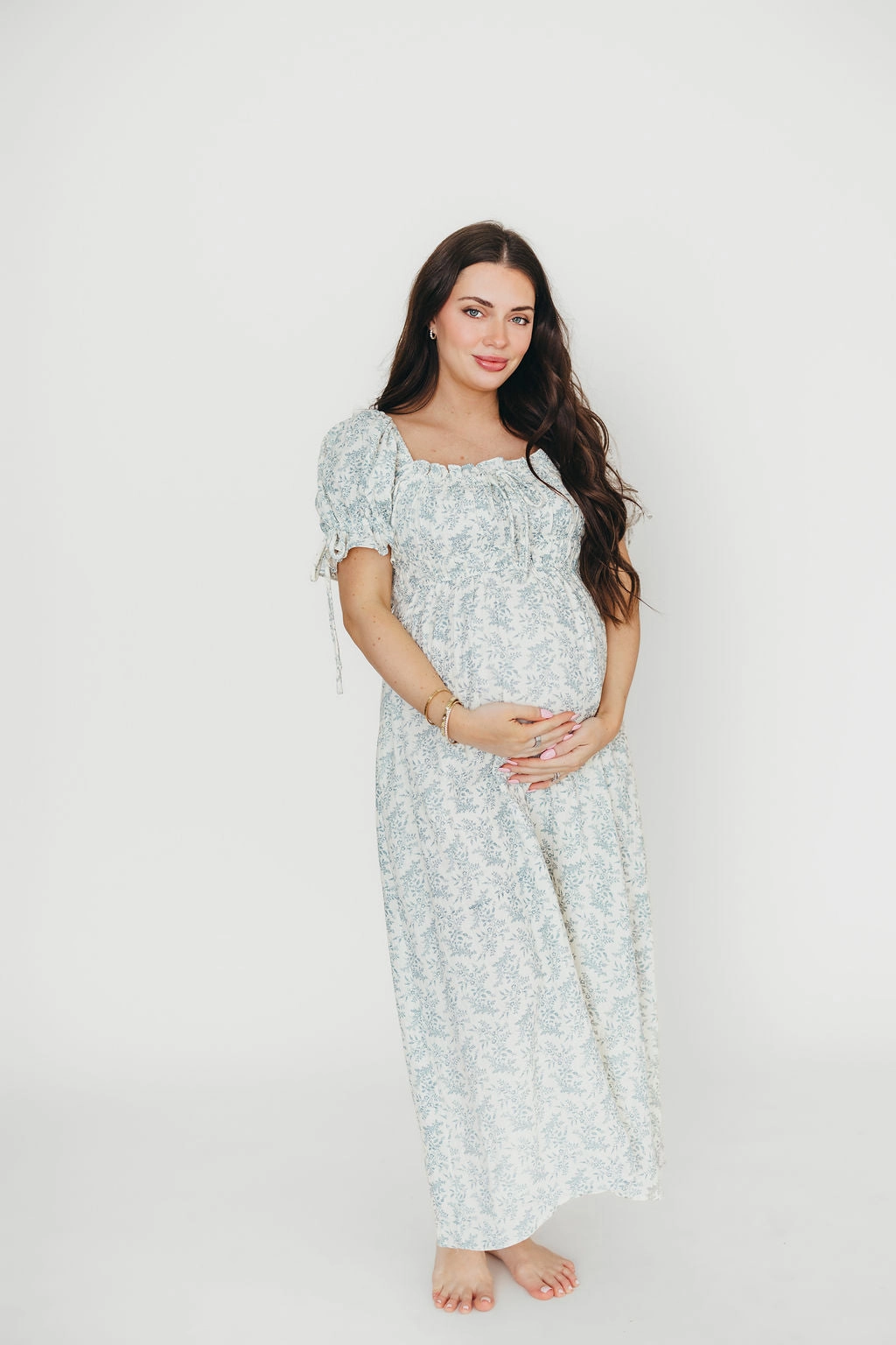 100% Cotton Savanna Steppe Dress in Blue- Bump Friendly & Inclusive Sizing Daily Style Evening Motion