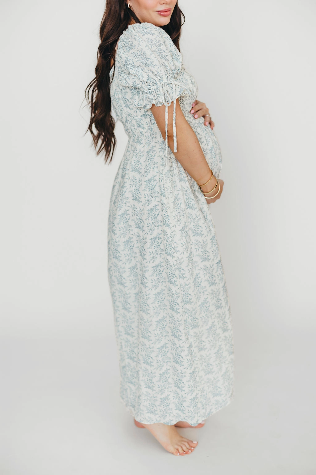 Dew Glow Quick-Dry 100% Cotton Savanna Steppe Dress in Blue- Bump Friendly & Inclusive Sizing