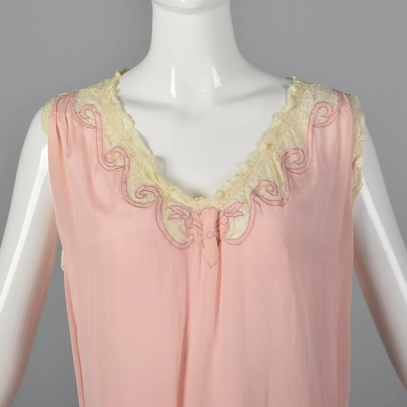 1920s Pink Silk Nightgown with Belt