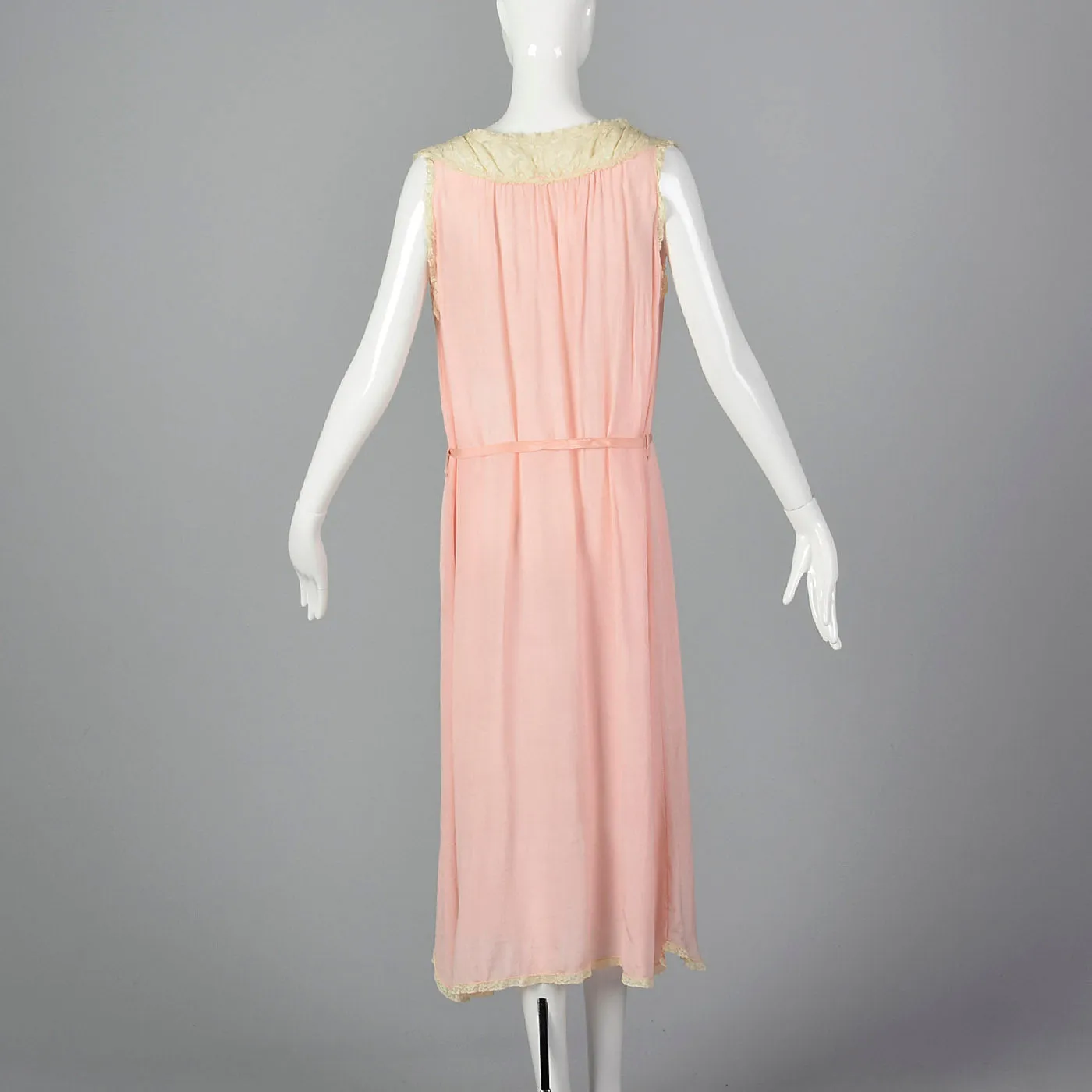1920s Pink Silk Nightgown with Belt
