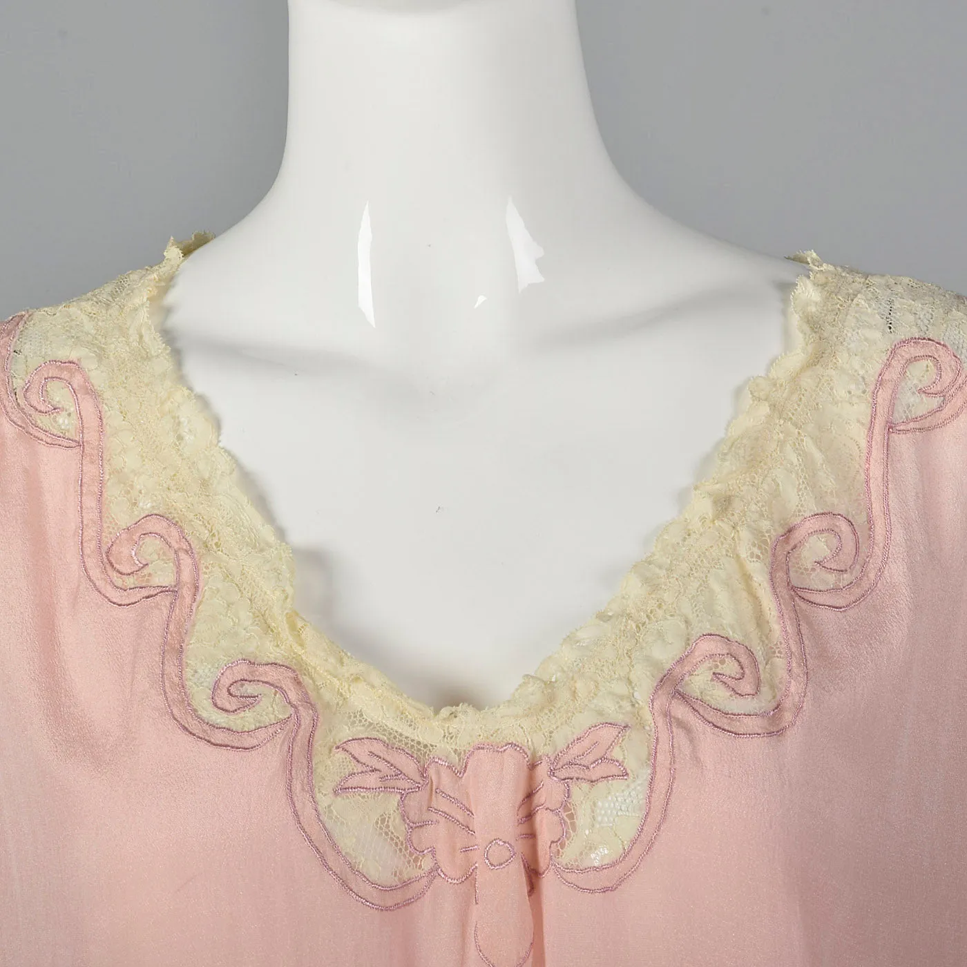 1920s Pink Silk Nightgown with Belt