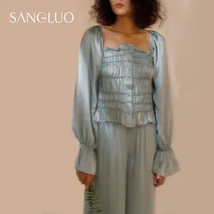 19MM Square Neck Court Style Pajamas Set