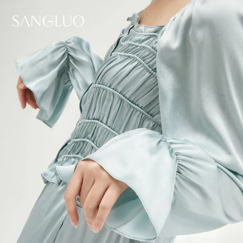 19MM Square Neck Court Style Pajamas Set