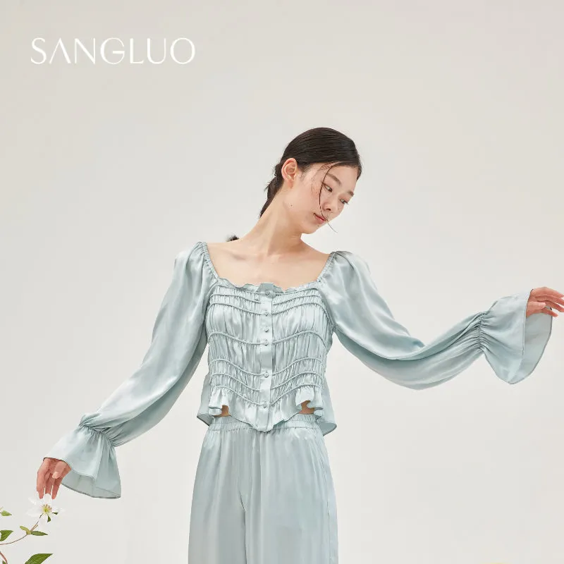 19MM Square Neck Court Style Pajamas Set