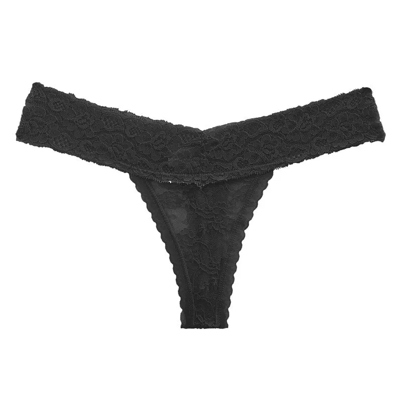 2 Pack Lace G-string Thong Panties Floral Underwear Transparent Underpants Lingerie Briefs