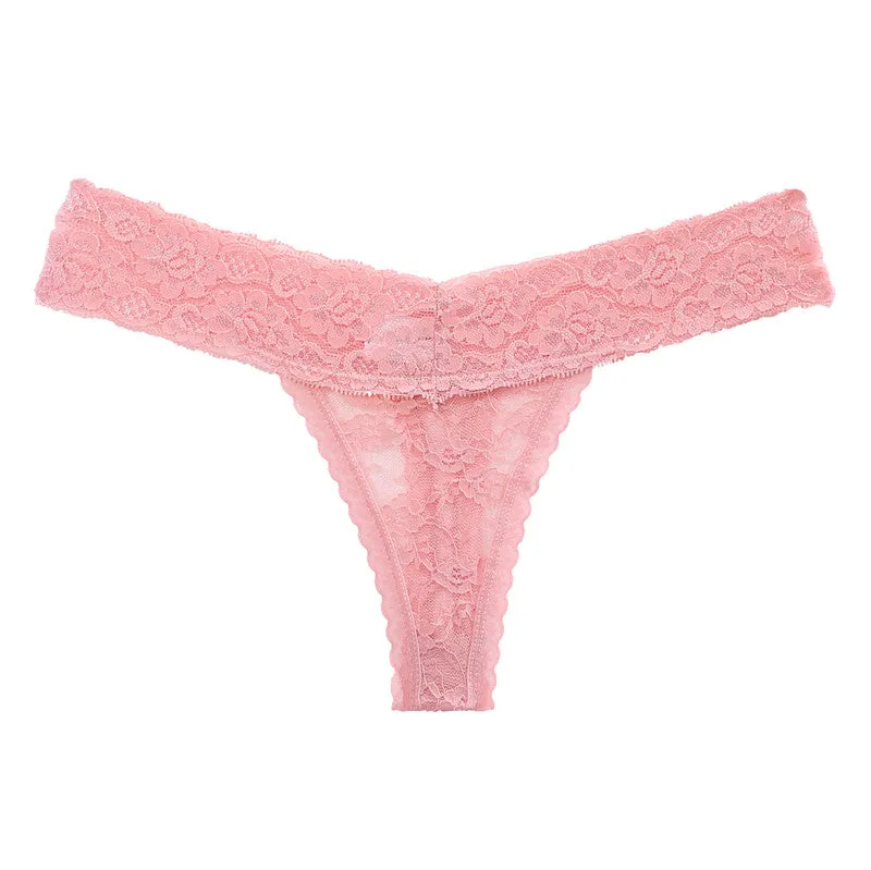 2 Pack Lace G-string Thong Panties Floral Underwear Transparent Underpants Lingerie Briefs