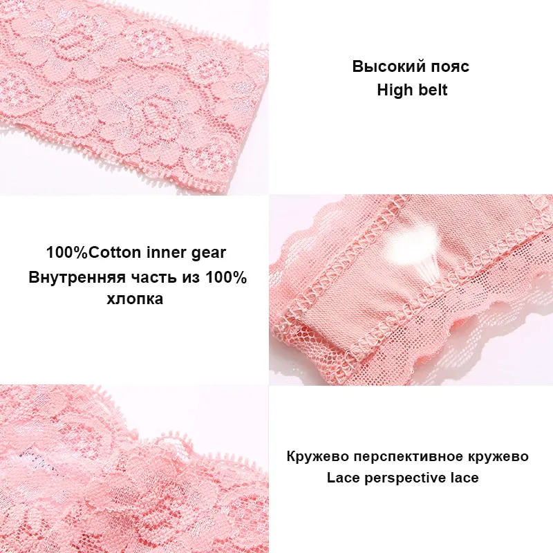 2 Pack Lace G-string Thong Panties Floral Underwear Transparent Underpants Lingerie Briefs