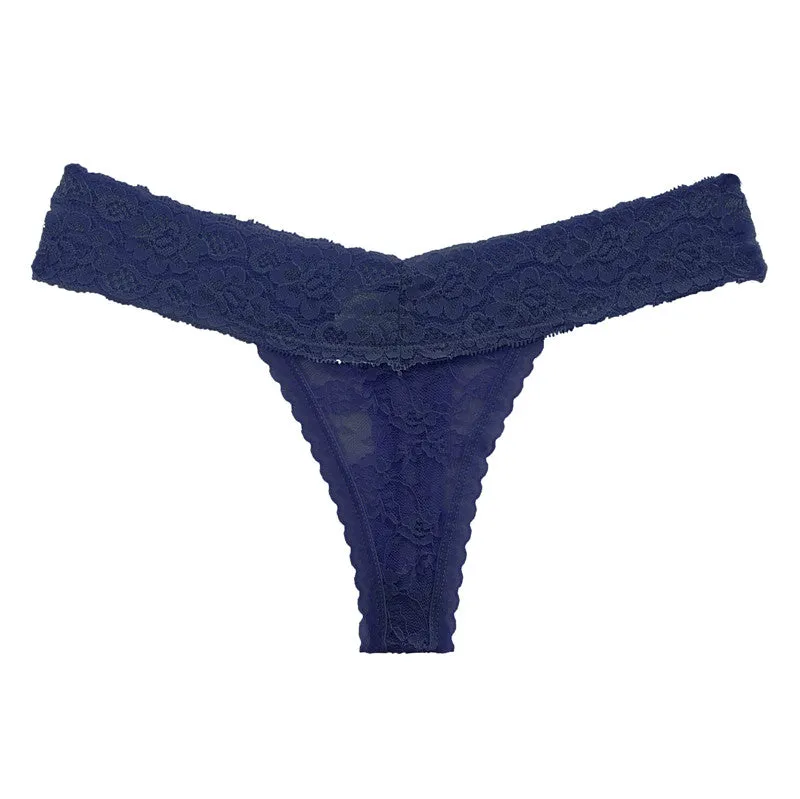 2 Pack Lace G-string Thong Panties Floral Underwear Transparent Underpants Lingerie Briefs