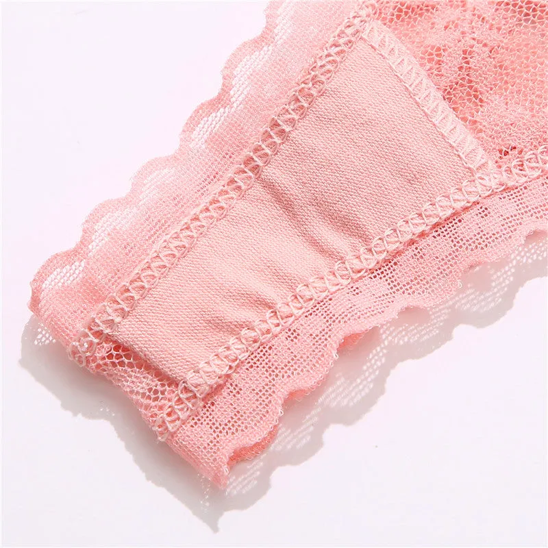 2 Pack Lace G-string Thong Panties Floral Underwear Transparent Underpants Lingerie Briefs