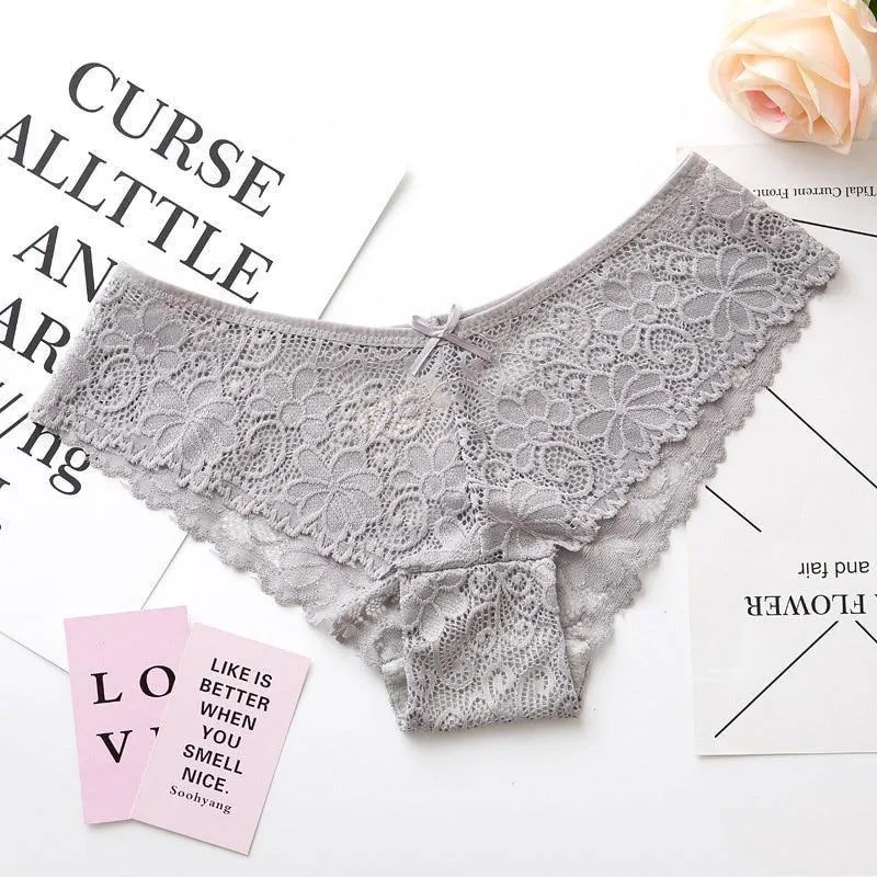 2 Pack Lace Panties Lingerie Briefs Cotton Low Waist Cute Underwear