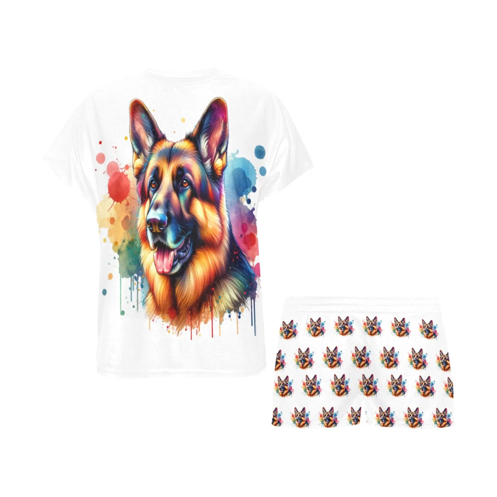 2 Piece German Shepherd PJ Set - Watercolor