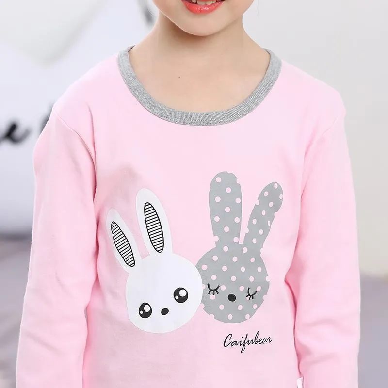 2-piece Rabbit Pattern Pajamas Sets for Toddler Girl