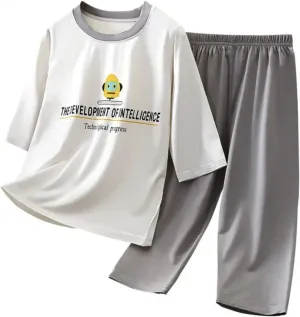 2 Piece Set for oddler ids Casual Cute Graphic 3/4 Sleeve Tops and Pants Set Comfortable Breathable Summer Clothes
