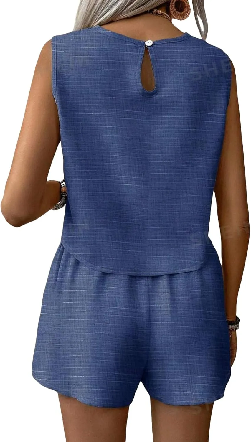 2 Piece Set Summer Outfit Sleeveless Tank Tops Shorts Solid Color Lounge Set Casual Lightweight Clothing 2025