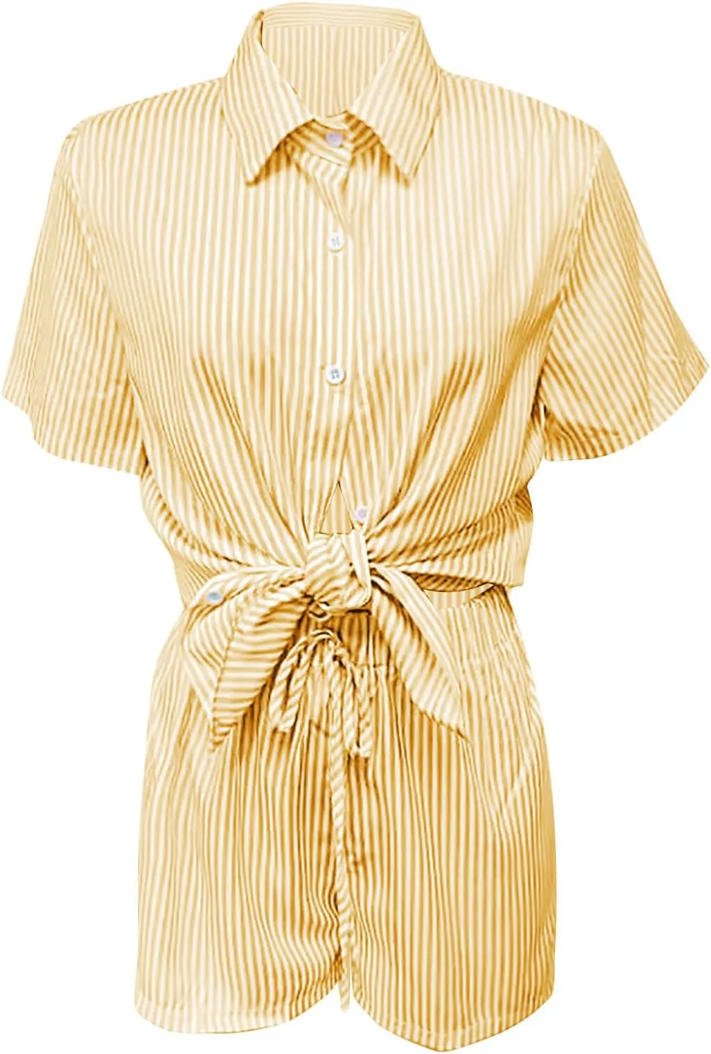 2 Piece Sets for Women Summer Short Sleeve Button Down Shirts Elastic Waist Shorts Trendy Striped Beach Outfits