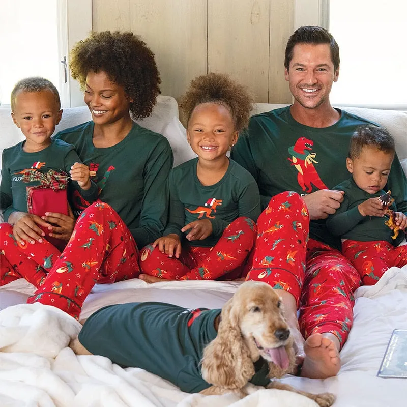 2023 Christmas Family Matching Pajamas Outfits Dinosaur Pyjamas Set