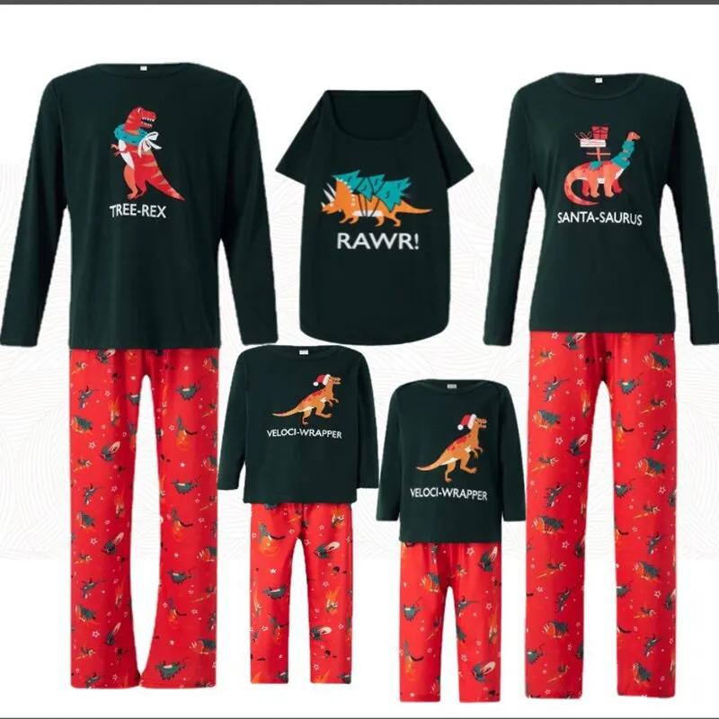 2023 Christmas Family Matching Pajamas Outfits Dinosaur Pyjamas Set