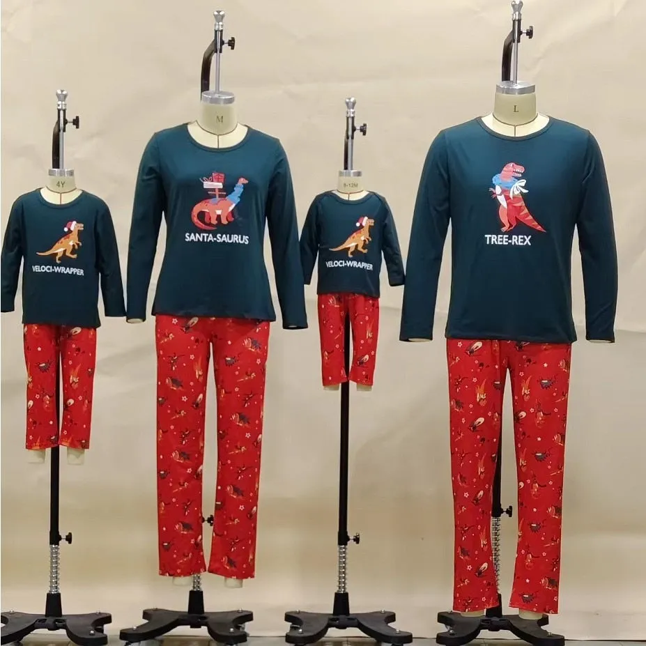 2023 Christmas Family Matching Pajamas Outfits Dinosaur Pyjamas Set