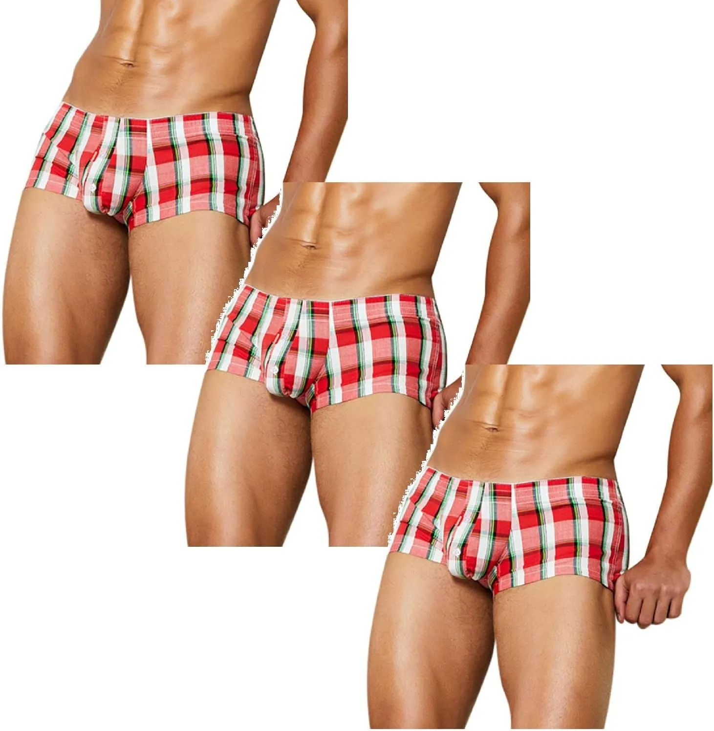 2/3/4/5pcs Men Underpants Sexy Boxer Briefs Men's Fashion Checked Printed Comfortable Breathable Underwear