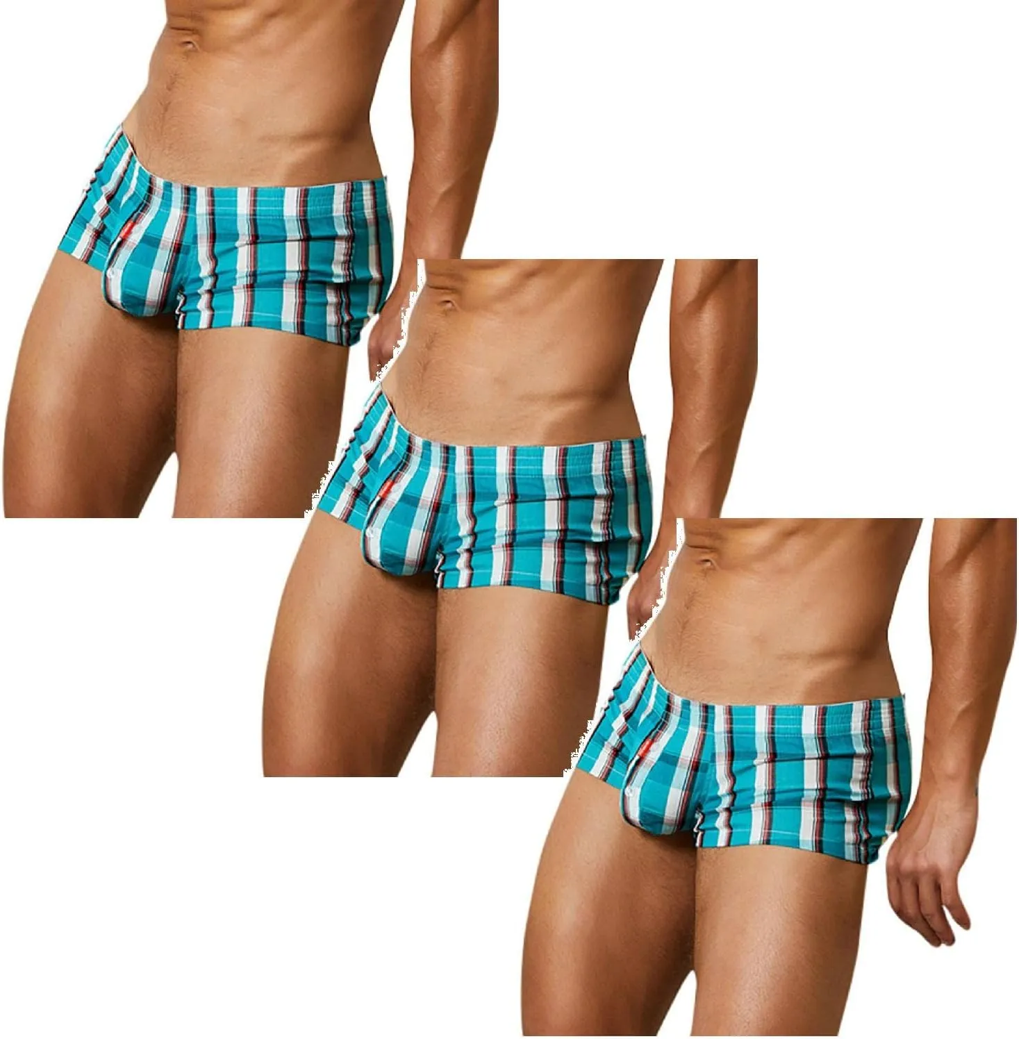 2/3/4/5pcs Men Underpants Sexy Boxer Briefs Men's Fashion Checked Printed Comfortable Breathable Underwear