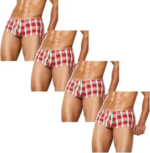 2/3/4/5pcs Men Underpants Sexy Boxer Briefs Men's Fashion Checked Printed Comfortable Breathable Underwear
