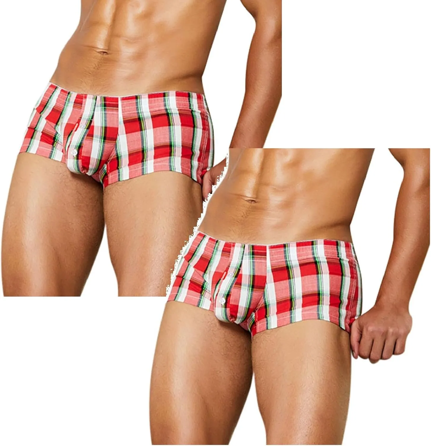 2/3/4/5pcs Men Underpants Sexy Boxer Briefs Men's Fashion Checked Printed Comfortable Breathable Underwear