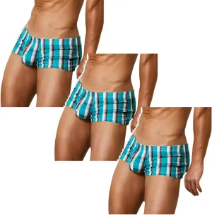 2/3/4/5pcs Men Underpants Sexy Boxer Briefs Men's Fashion Checked Printed Comfortable Breathable Underwear