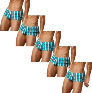 2/3/4/5pcs Men Underpants Sexy Boxer Briefs Men's Fashion Checked Printed Comfortable Breathable Underwear