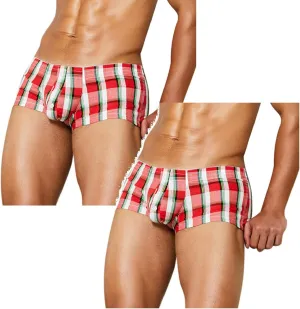 2/3/4/5pcs Men Underpants Sexy Boxer Briefs Men's Fashion Checked Printed Comfortable Breathable Underwear
