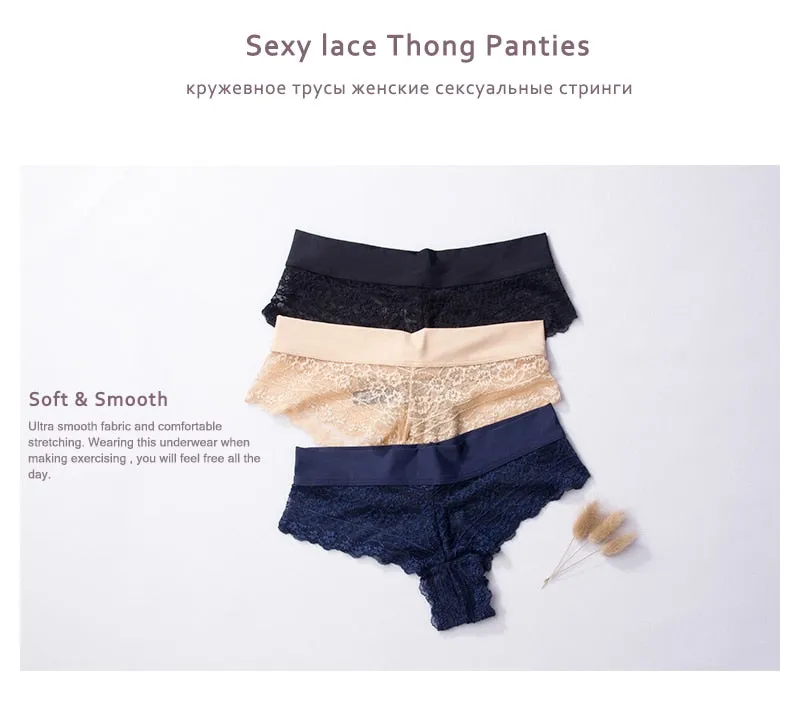 3 Pack Ultra Soft Lace Panties Thongs G Strings Seamless Underwear  Panty Briefs