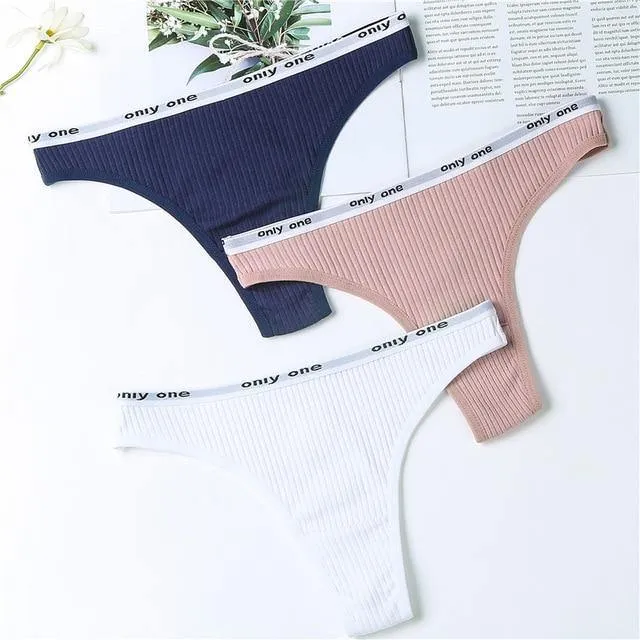 3 Pack Women's Cotton G-String Thong Panties String Briefs Sexy Lingerie Intimate Letter Low-Rise Underwear