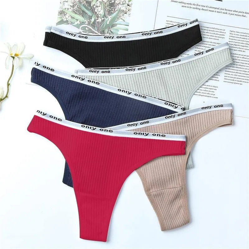 3 Pack Women's Cotton G-String Thong Panties String Briefs Sexy Lingerie Intimate Letter Low-Rise Underwear