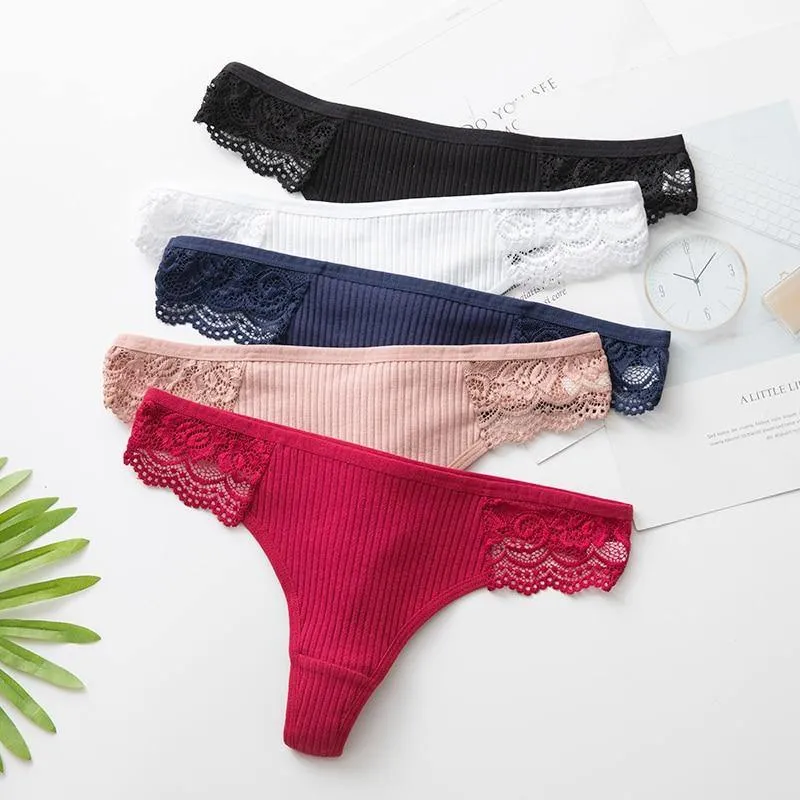 3 Pack Women's Cotton G-String Thong Panties String Briefs Sexy Lingerie Intimate Letter Low-Rise Underwear