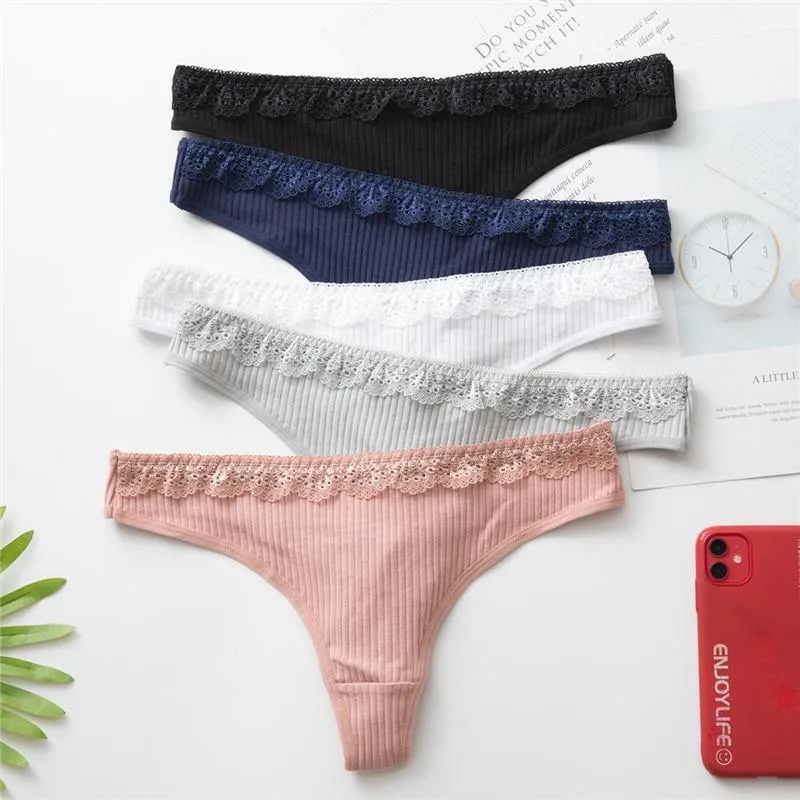 3 Pack Women's Cotton G-String Thong Panties String Briefs Sexy Lingerie Intimate Letter Low-Rise Underwear