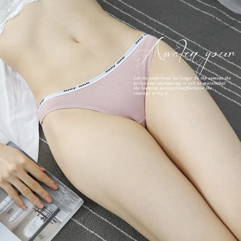 3 Pack Women's Cotton G-String Thong Panties String Briefs Sexy Lingerie Intimate Letter Low-Rise Underwear