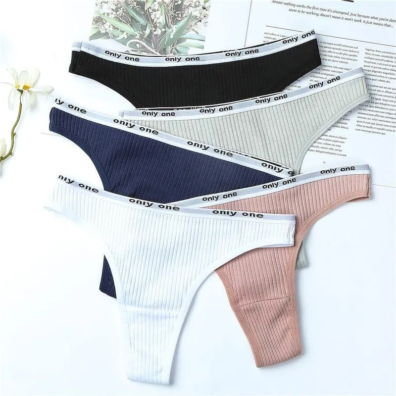 3 Pack Women's Cotton G-String Thong Panties String Briefs Sexy Lingerie Intimate Letter Low-Rise Underwear