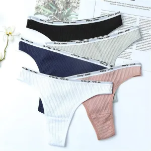 3 Pack Women's Cotton G-String Thong Panties String Briefs Sexy Lingerie Intimate Letter Low-Rise Underwear