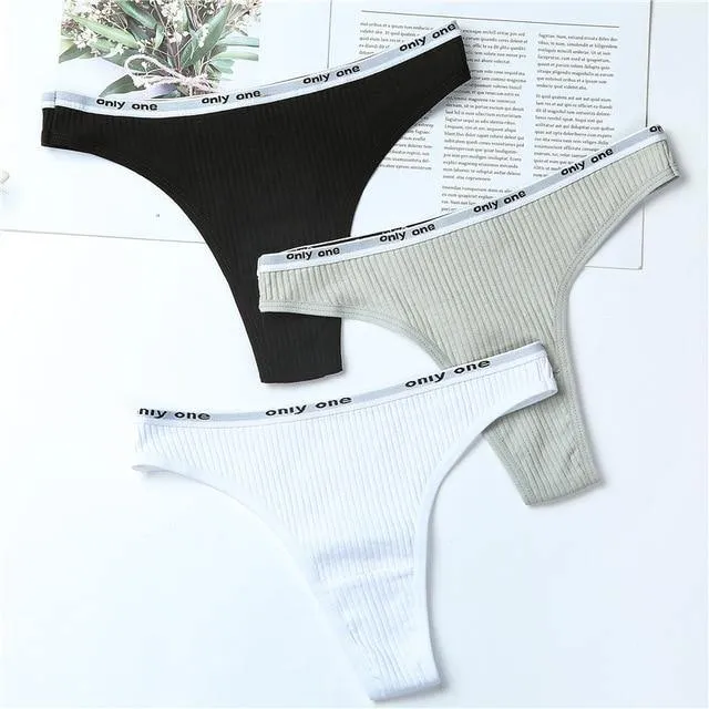3 Pack Women's Cotton G-String Thong Panties String Briefs Sexy Lingerie Intimate Letter Low-Rise Underwear