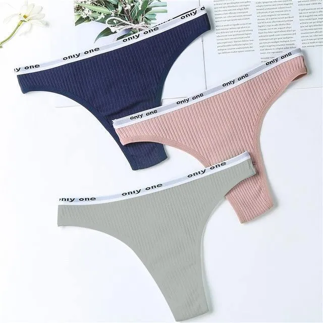 3 Pack Women's Cotton G-String Thong Panties String Briefs Sexy Lingerie Intimate Letter Low-Rise Underwear