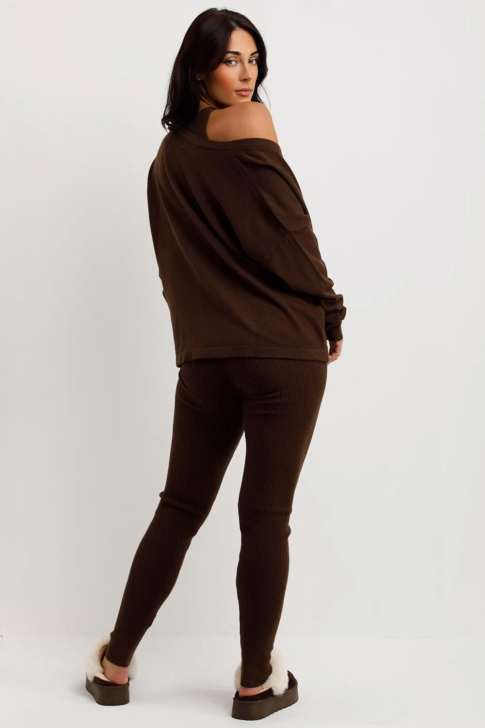 3 Piece Lounge Set Brown