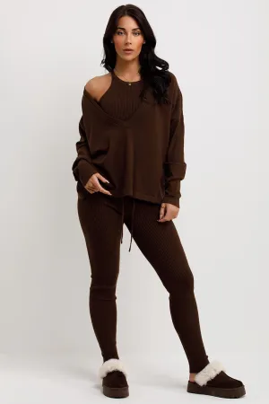3 Piece Lounge Set Brown