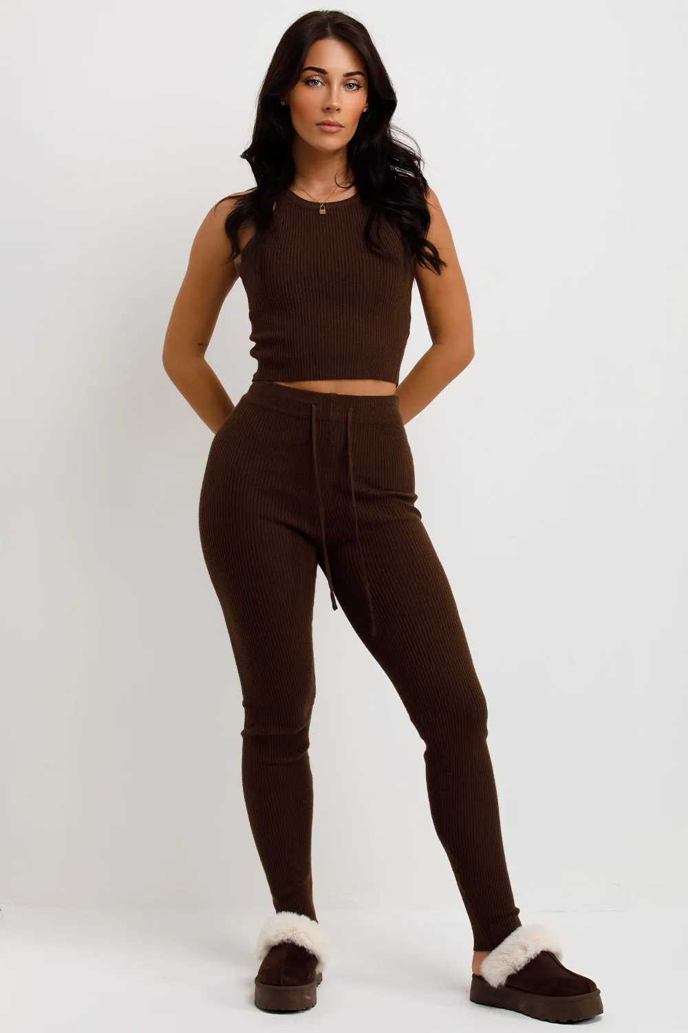 3 Piece Lounge Set Brown