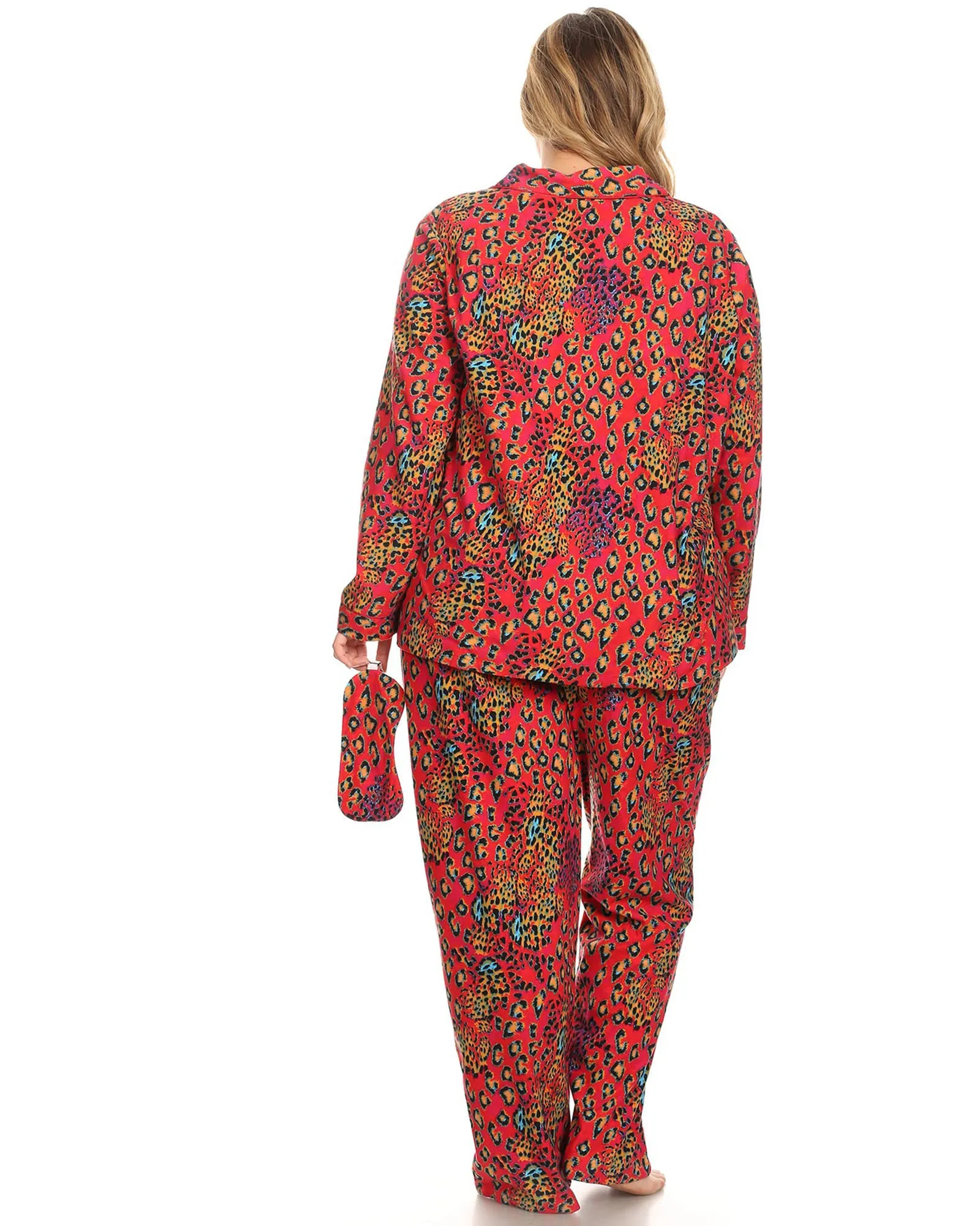 3 Piece Pajama Set | Red Leopard