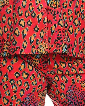 3 Piece Pajama Set | Red Leopard