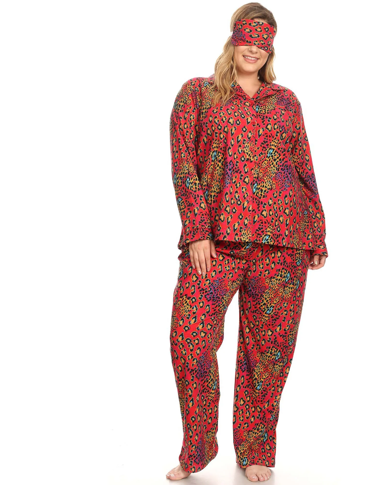 3 Piece Pajama Set | Red Leopard