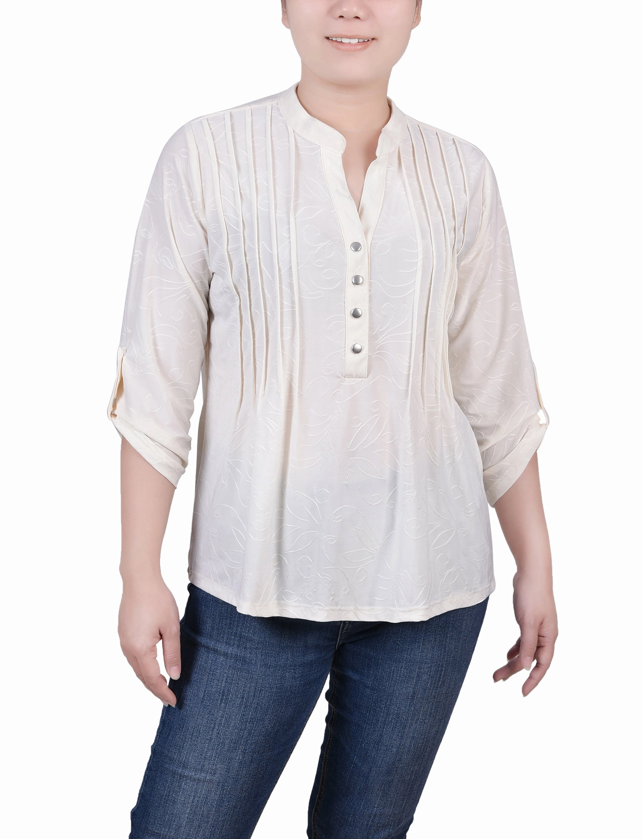 Fashionable Tank 3/4 Roll Tab Pullover Top