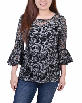 3/4 Sleeve Burnout Top With Matching Camisole SweatGuard Lining