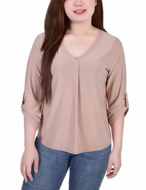 3/4 Sleeve V Neck Top Breathable Tank
