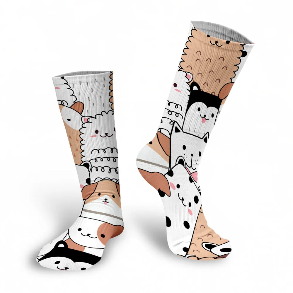 3D cute cat print socks cute stockings cartoon pattern trend double-sided print socks